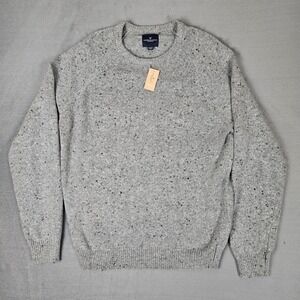 American Eagle Sweater Mens XL Gray Flecked Wool Blend Pullover Crewneck NWT